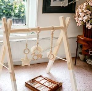 Salle de sport d'intérieur en bois pour enfants moderne pour le développement du cerveau des nourrissons en rotin pour bébé - Product Image 4