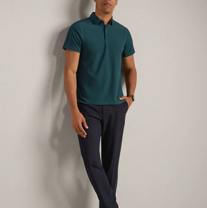 Polo T-shirt populaire en maille 65% coton, chemise de sport infroissable, fil teint à motif uni - Product Image 5