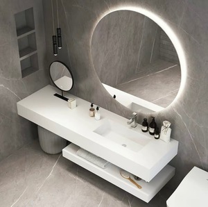 Superficie pulida duradera Piedra Precio de fábrica de lujo Tamaños personalizables Villa Apartamento Impermeable LBaño sinterizado Avabo - Product Image 3