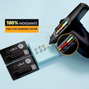 Pendientes de Lujo con Moissanita de 1ct VVS, Plata de Ley 925, Diseño de Flor con Halo de Diamantes, para Hombre y Mujer, con Certificado GRA - Product Image 4