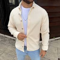 Chemise-veste en coton à carreaux pour homme avec logo personnalisé, manches longues, boutonnée, avec poches, idéale pour l'automne et les superpositions