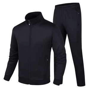 Ensemble de survêtements respirants personnalisés pour hommes | Combinaison de sweat-shirt de jogging vierge à fermeture éclair complète 2 pièces | Vêtements de sport et style décontracté - Product Image 1