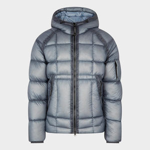 Veste matelassée en cuir souple véritable avec technologie d'isolation avancée, capuche, imperméable et logo réversible sur le devant - Product Image 1