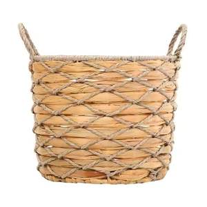 Cesta de jacinto de agua hecha a mano regalo ecológico listo organizador de almacenamiento decorativo Natural para compradores al por mayor - Product Image 5