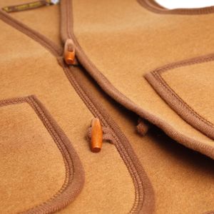 100% Organic Mongolian Camel Wool <b>Vest</b> for <b>Toddler</b> <b>Boys</b> Natural Brown Warm Breathable Pockets Featuring Comfortable <b>Waistcoat</b> - Product Image 3