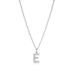 Collier avec pendentif personnalisé en micro-pavé de diamants, lettre initiale de A à Z, or pur 14 carats, argent sterling, diamant de laboratoire, pendentif en forme de lettre de l'alphabet - Product Image 3