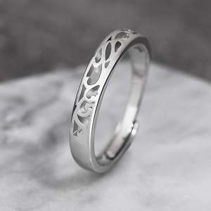 Vintage Sterling Silver Men's Band with Endless Love Vine Flower Design Adjustable Anniversary <b>Ring</b> - Product Image 5