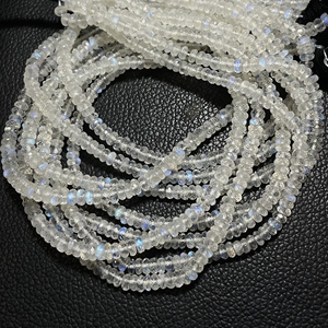 หินมูนสโตนธรรมชาติแบบเหลี่ยมเพชรพลอยขนาด5มม. 14นิ้วลูกปัดเกลียวยาวสำหรับเจาะตรงกลางลูกปัดสีรุ้งสีขาว - Product Image 1