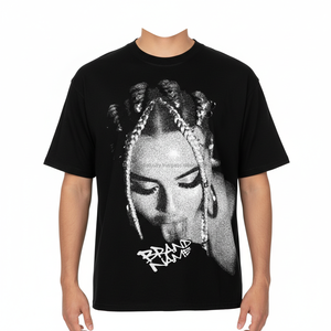 High Quality Eco-Friendly Heavyweight Boxy Oversized Streetwear Casual T-<b>Shirt</b> Custom Screen Print Heavy Cotton Cropped <b>Men</b> - Product Image 3