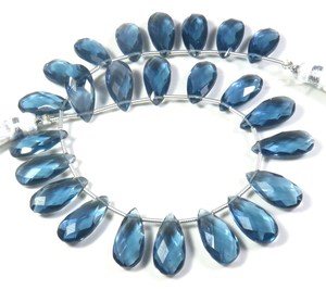 Perles de topaze bleue de Londres 15x7mm, quartz hydro-glass, coupe poire, facettées, 24 pièces, perles de topaze bleue moyenne, verre naturel, en vrac, haute qualité - Product Image 3