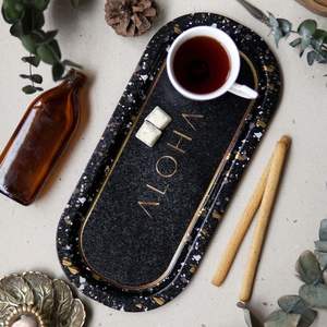 Bandeja DE SERVICIO DE METAL rectangular negra terrazo de 160x350mm - Product Image 4