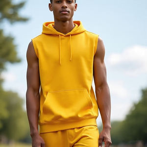 Entraînement Muscle Fit débardeur à capuche hommes athlétique sans manches Singlet capuche hommes Gym Fitness pull sans manches débardeur hommes - Product Image 2