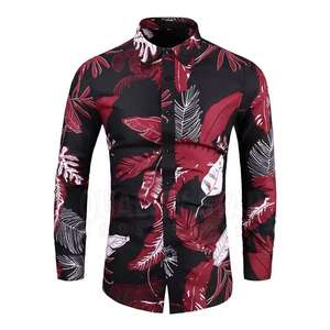 <b>Men's</b> Slim Casual Button-Up Cotton Flannel <b>Shirt</b> Floral Print Design <b>Western</b> Embroidery for Polo Neckline Long Sleeve Breathable - Product Image 5