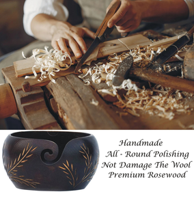 Cuenco de hilo de madera hecho a mano organizador de punto y ganchillo con cuenco de hilo de hoja tallada regalo de Navidad funcional - Product Image 6