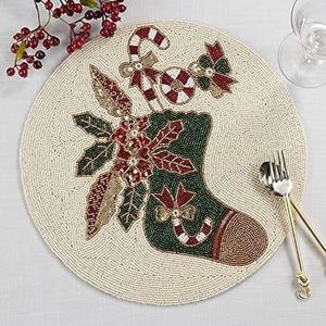Set de table en coton brodé de perles de qualité supérieure, fait main, style contemporain, avec perles de rocaille - Product Image 1