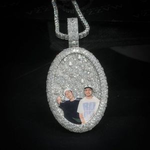 Pendentif photo personnalisé Bling Bling VVS Moissanite Diamant Argent S925 Or massif Charme pour hommes et femmes - Bijoux de style Hip Hop - Product Image 1