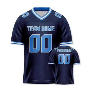 Camiseta de fútbol americano para hombre de poliéster azul marino personalizada OEM conjunto de ropa deportiva con estampado de números personalizados - Product Image 1