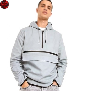 Finer Threads <b>Men's</b> Winter Hooded Quilted <b>Jacket</b> 100% Polyester Canvas <b>Half</b> <b>Zip</b> Front Pockets Vintage Nylon - Product Image 3