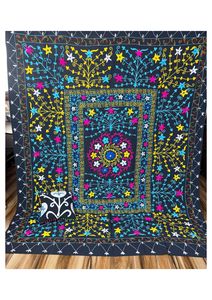 Handmade Hand Embroidered Uzbek Suzani Kantha Quilt Bohemian Suzani Throw Blanket <b>Bedcover</b> Indian Cotton Bed Sheet - Product Image 3
