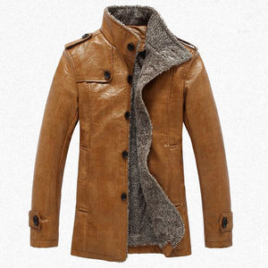 Chaqueta Casual de Cuero PU para Hombre de Sehe Fashion con Cuello Alto Acolchado y Engrosado con Peluche - Product Image 5