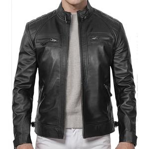 Vestes de motards en cuir personnalisées OEM pour hommes Veste en cuir élégante à la mode d'hiver pour hommes Veste en cuir respirante - Product Image 5