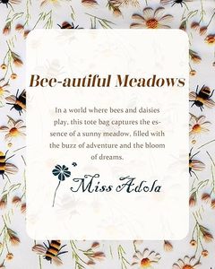 Túi tote cotton thẩm mỹ cho phụ nữ-Túi vai có thể tái sử dụng với túi vải khóa cho phòng tập thể dục, du lịch, làm việc (hoa ong). - Product Image 3