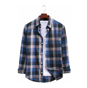 Breathable <b>Men's</b> Street Wear Fashion Casual Custom OEM 100% Cotton Black and White <b>Flannel</b> <b>Shirts</b> - Product Image 6