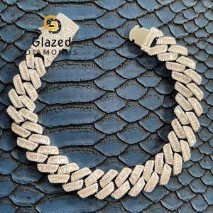 Luxurious 925 Sterling Silver Cuban Link Hip Hop Chain <b>Bracelets</b> Fully Iced Out Brilliant <b>Baguette</b> Moissanite Diamonds for Gifts - Product Image 1