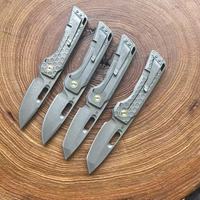 Couteau pliant tactique EDC à roulement à billes avec poignée en acier inoxydable motif nid d'abeille, lame D2 haute dureté, revêtement PVD