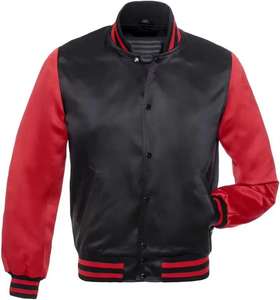 Chaqueta Bomber Varsity de béisbol personalizada para hombre, chaqueta de satén con forro acolchado, logotipo bordado, cuello levantado, Material de lona para invierno - Product Image 3