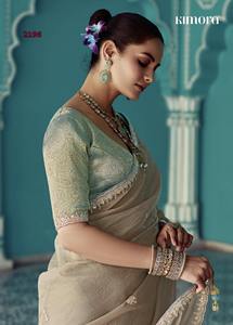 ส่าหรีผ้าไหมเนื้อนิ่มสำหรับงานแต่งงานสไตล์ปากีสถานดีไซน์สวยชุดแต่งงานจากนักออกแบบชาวอินเดีย - Product Image 3