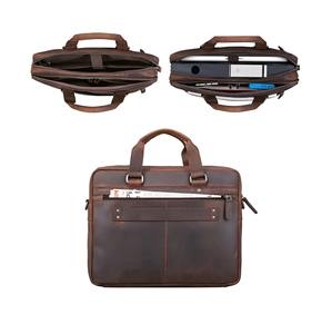 Sac messager pour ordinateur portable en cuir véritable brun foncé, sac à main d'affaires unisexe fait à la main pour le travail et l'utilisation d'un ordinateur portable, léger - Product Image 5