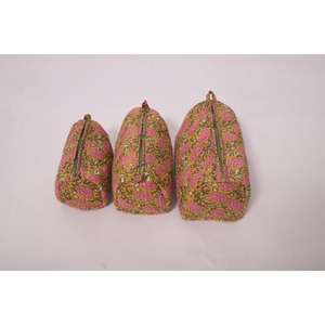 Indian National <b>Large</b> Portable Cotton Makeup <b>Bag</b> Travel Zipper Pouch Printed for Cosmetic Organizer - Product Image 3