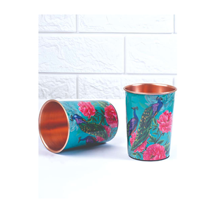 Modern Design steel <b>Printed</b> glass Round Shape Copper Water Drinking Handmade Glasses - Product Image 5