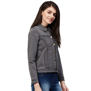 Chaqueta vaquera acolchada de invierno al por mayor para mujer de talla grande estilo corto logotipo personalizado forro de nailon elástico de algodón nuevo diseño 2025 - Product Image 3