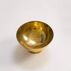 <b>Large</b> capacity hammered brass <b>serving</b> <b>bowl</b> used for fruits snacks dry items or as a decorative puja offering container - Product Image 6