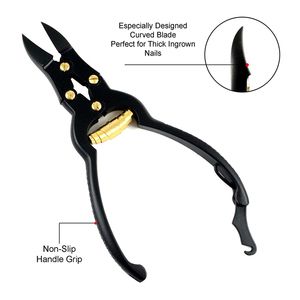 Black Color Coated Double Action Nail Cutter Heavy Duty Sharp Blades Ingrown Toe Nail Cutter With Back <strong>Lock</strong>
