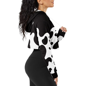Custom Color Sublimation Crop <b>Top</b> Hoodie Shorts Set for Women Regular Fit Hooded Collar for <b>Winter</b> Season with Custom Logo - Product Image 2