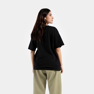 Premium 230 GSM algodón negro gota hombro camiseta para mujer logotipo personalizado bordado transpirable ecológico para todas las estaciones - Product Image 3