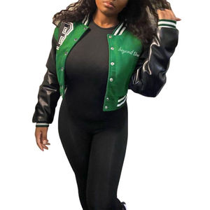 Veste d'université pour femmes Veste de baseball courte à manches longues Bomber Coats Made in Pakistan 2025 - Product Image 1