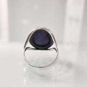 Anillo para mujer Natural púrpura cobre turquesa piedra preciosa diciembre piedra natal diseñador banda joyería hecha a mano 925 anillo de plata esterlina - Product Image 5