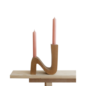 Elegante portavelas de madera en forma de N, diseño moderno de alta calidad, hecho a mano, personalizable para el hogar, Hotel, restaurante, uso navideño - Product Image 1