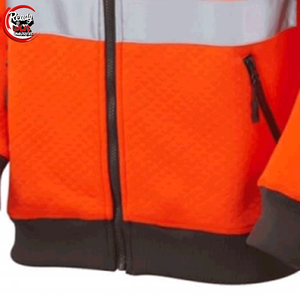 Sudadera con capucha de lana reflectante de alta visibilidad Diseño de retazos de rayas de invierno Característica impermeable Ropa de trabajo de alta visibilidad Poliéster de dos tonos - Product Image 5