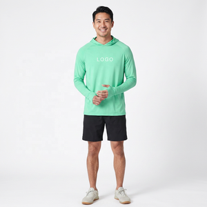 Sudadera con Capucha Verde de Manga Larga para Adultos Unisex, Transpirable, con Estampado Digital, Talla Grande, Secado Rápido, UPF 50, 100% Poliéster, Color Sólido en la Parte Delantera - Product Image 5