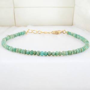 Pulsera de amazonita natural Declaración Cuentas hechas a mano chapadas en oro Joyería de piedras preciosas facetadas Pulsera de plata esterlina 925 - Product Image 1