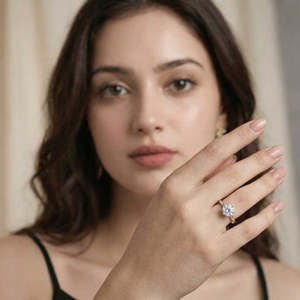 NOVAMART Fine Premium .8 Carat Moissanite Diamond Solitaire <b>925</b> <b>Silver</b> <b>Ring</b> for Women Free Size Wholesale Export - Product Image 1
