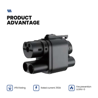 Nouvel adaptateur EV étanche IP54 compatible CCS2/CCS1/J1772 250A 250kW, connecteur de charge rapide portable et fiable