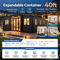 Maison conteneur extensible moderne de 40 pieds, dortoir modulaire préfabriqué avec cuisine pour le camping