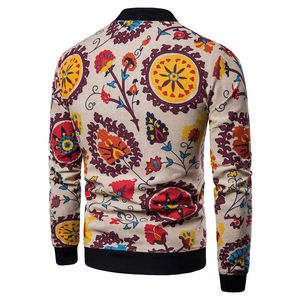 Hot Sale Customized Hip Hop Bomber Jacket Full Print Sublimated Design with Stand Collar New Fashion Canvas <b>Fabric</b> - Product Image 5