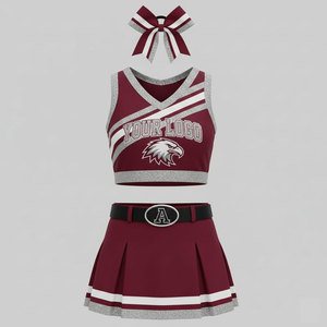 Ensemble de tenue de cheerleading personnalisé haut de gamme à manches longues et ajusté au corps pour femmes, danse, haute qualité, 100% polyester - Product Image 6